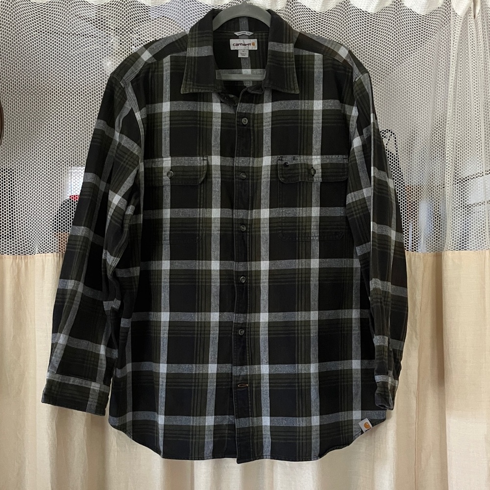 Carhartt Men's Dark Plaid Button Down Shirt